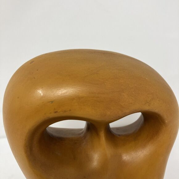 Vintage MODERN ART POTTERY OWL FIGURINE BIG OPEN EYES PAINTED Brown - Picture 10 of 15